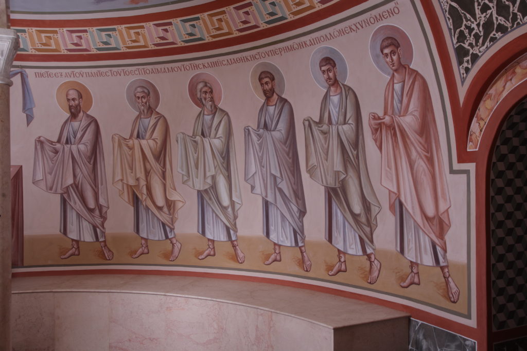 Центральная фреска («Причащение апостолов»). Правая часть