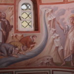 Фрагмент фрески в северной апсиде: Моисей иссекает жезлом воду из скалы в пустыне
