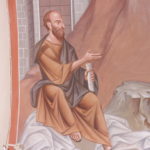 Фрагмент фрески в южной апсиде: Савл, стерегущий одежды побивающих камнями Стефана
