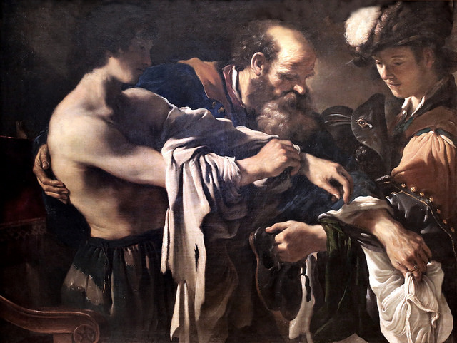 Giovanni Francesco Barbieri dit le Guerchin . Guercino. 1591 1666. Bologne et Rome. Le retour du fils prodigue .Vienne KHM. Une parabole des Evangiles recommandant le pardon et aussi la repentance.