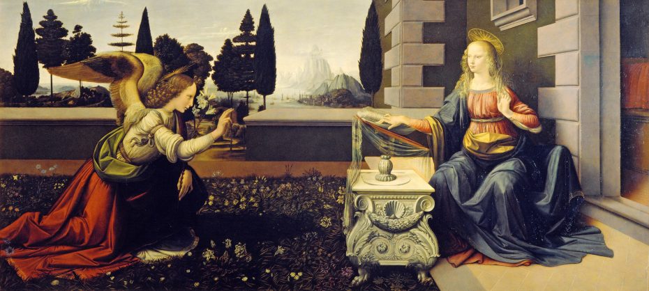 Леонардо да Винчи. Благовещение. 1472–75. Галерея Уффици